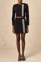 sylvia Crystal Embellishment Side Slit Skirt & Top Set Avalabel