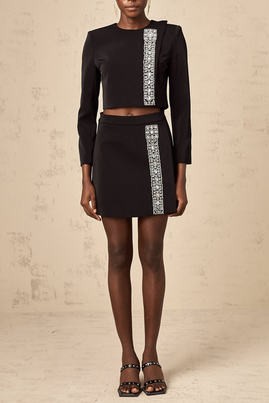 sylvia Crystal Embellishment Side Slit Skirt & Top Set