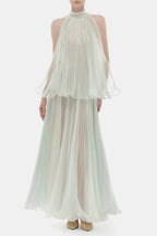 Belinda Mint Pleated Tulle Sleeveless Maxi Dress Avalabel