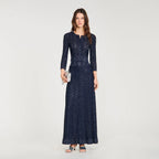 alexandra Rhinestone knit maxi skirt in navy blue Avalabel
