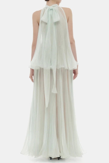 Belinda Mint Pleated Tulle Sleeveless Maxi Dress