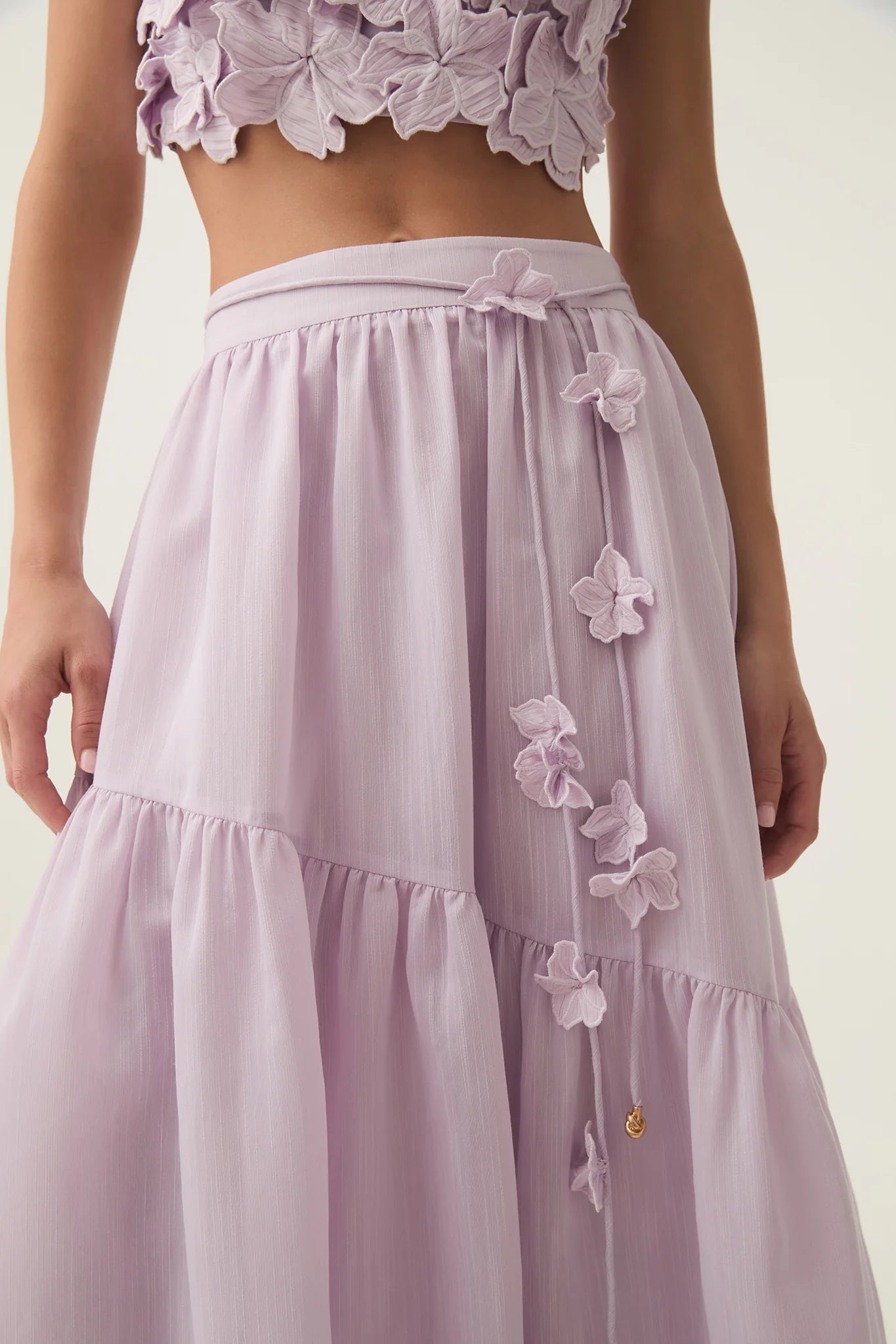 Ashley Flower Shell Top Maxi Skirt Set in Purple Avalabel