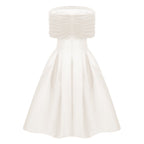 Ainara Off-the-Shoulder Satin White Midi Dress Avalabel