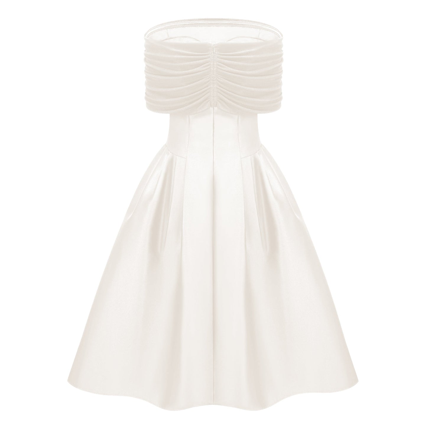 Ainara Off-the-Shoulder Satin White Midi Dress