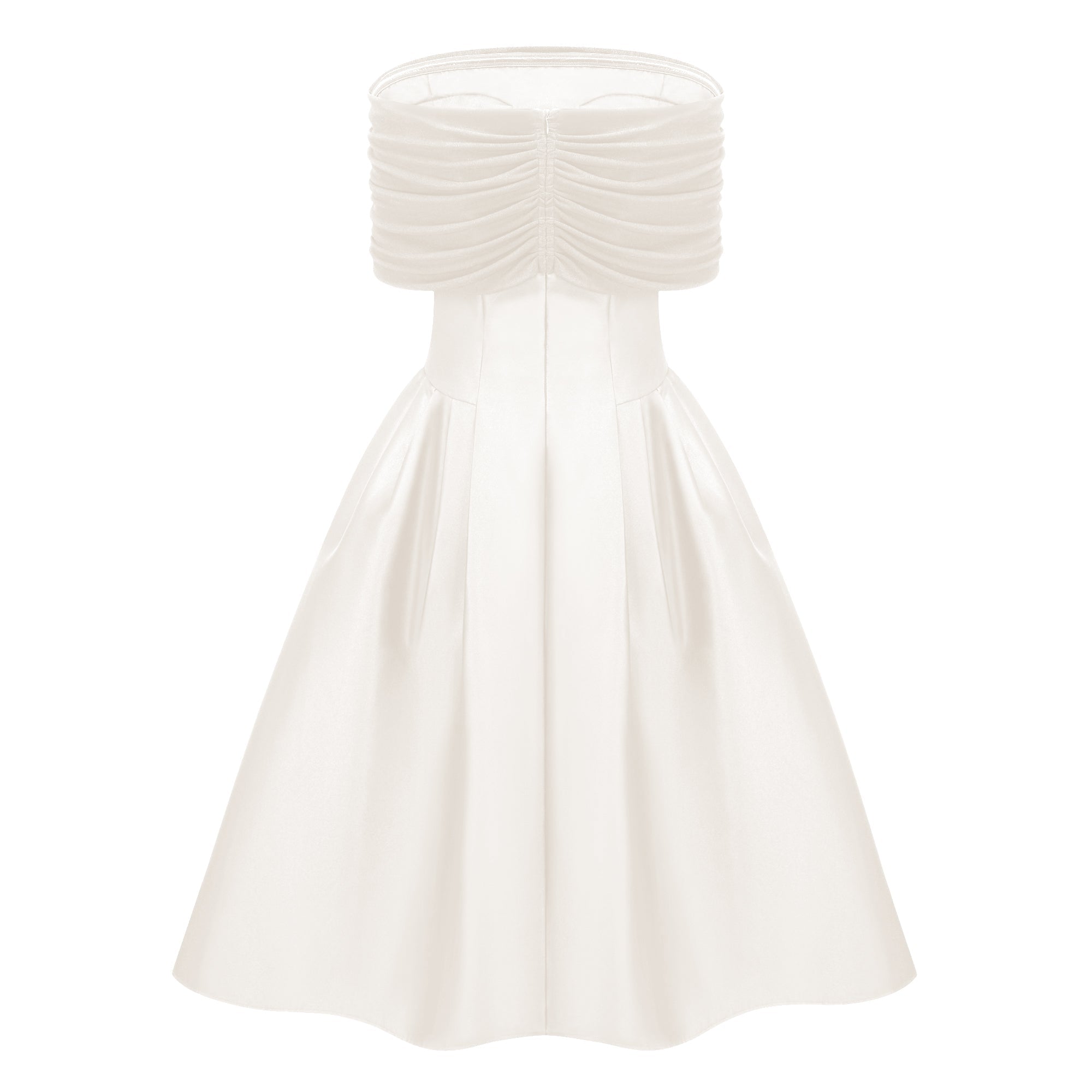 Ainara Off-the-Shoulder Satin White Midi Dress Avalabel
