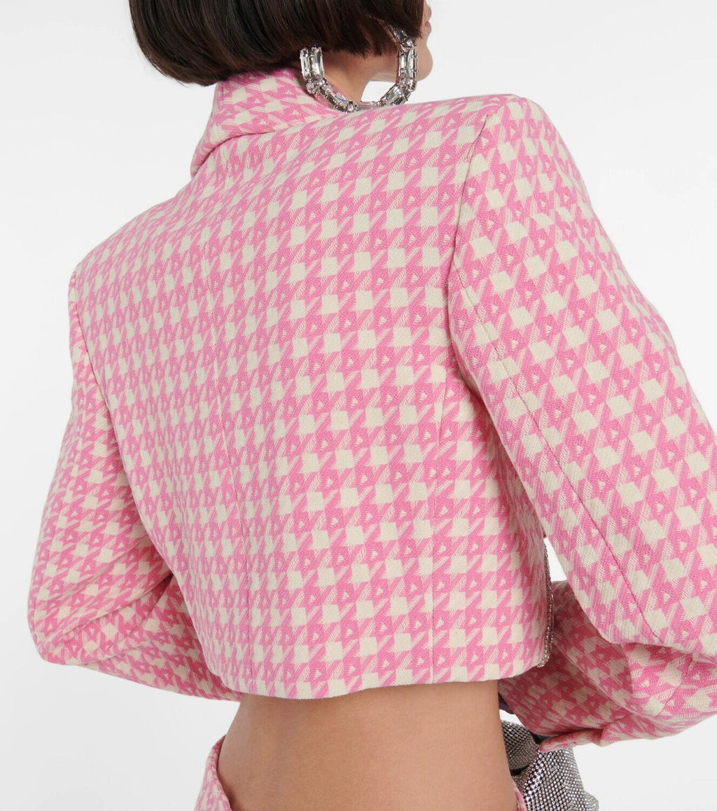 helen Embellished checked wool-blend blazer set in pink Avalabel