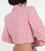 helen Embellished checked wool-blend blazer set in pink Avalabel