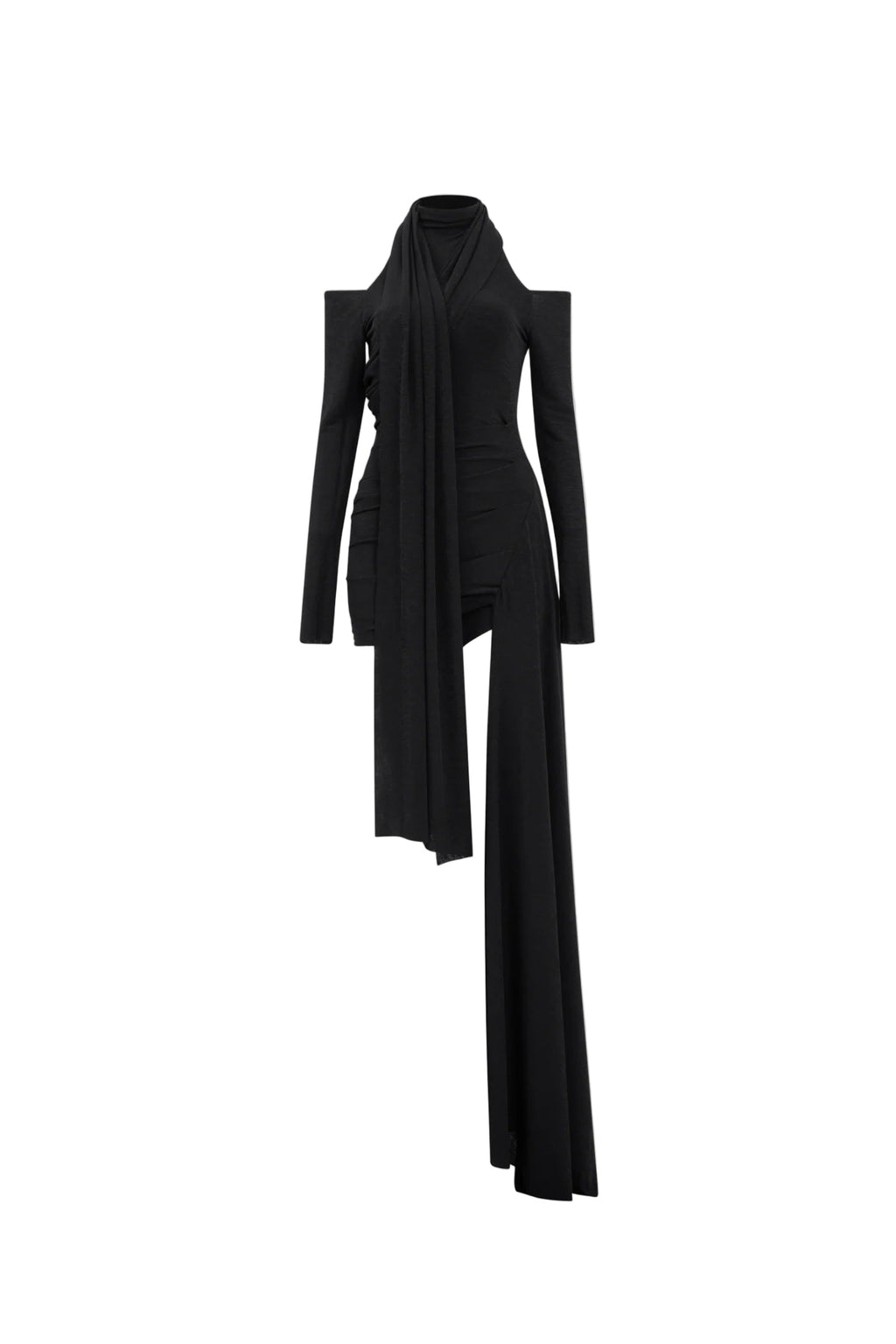Black Off-Shoulder Bodycon Mini Dress with Cape Soraya