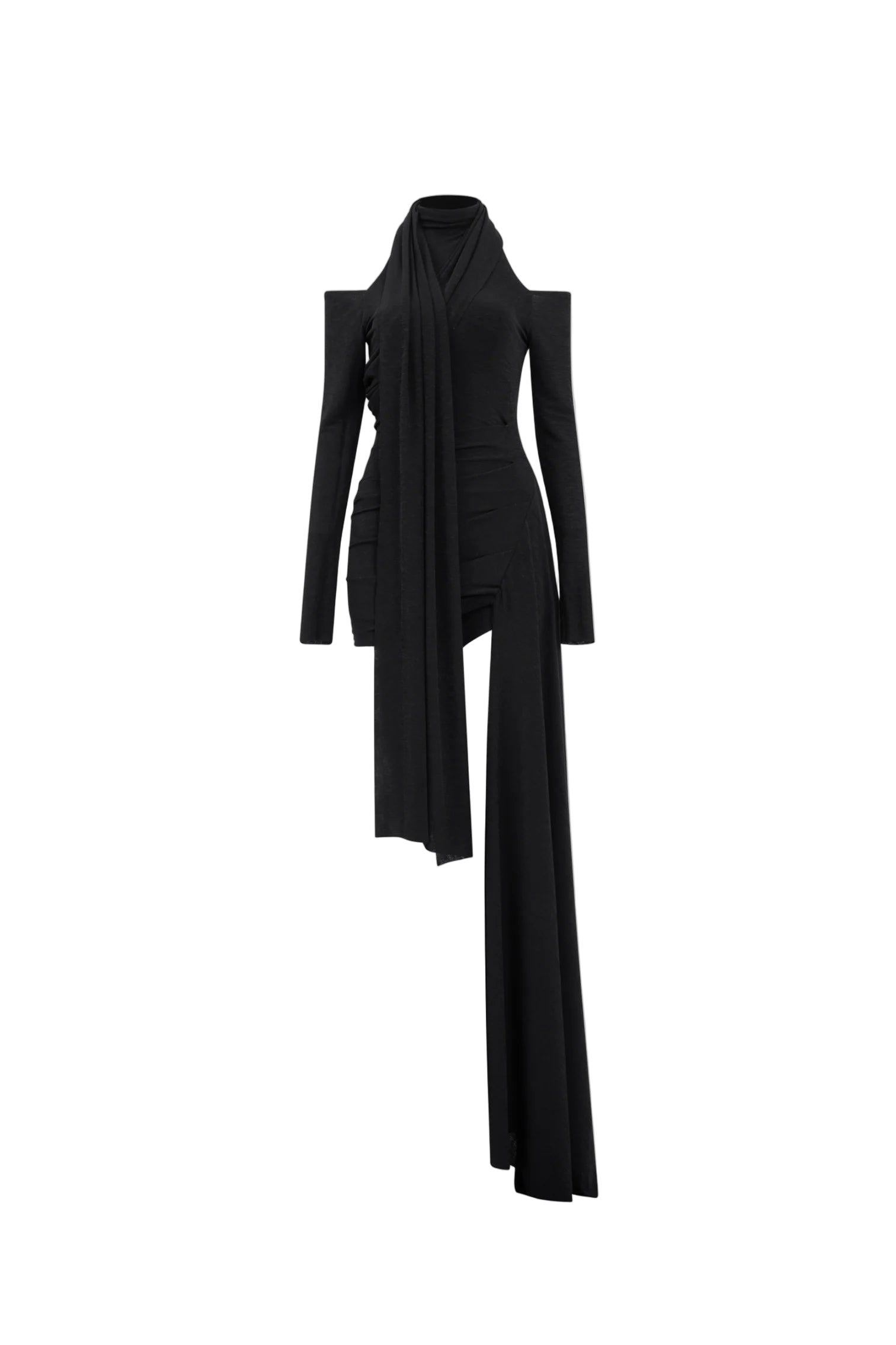 Black Off-Shoulder Bodycon Mini Dress with Cape Soraya
