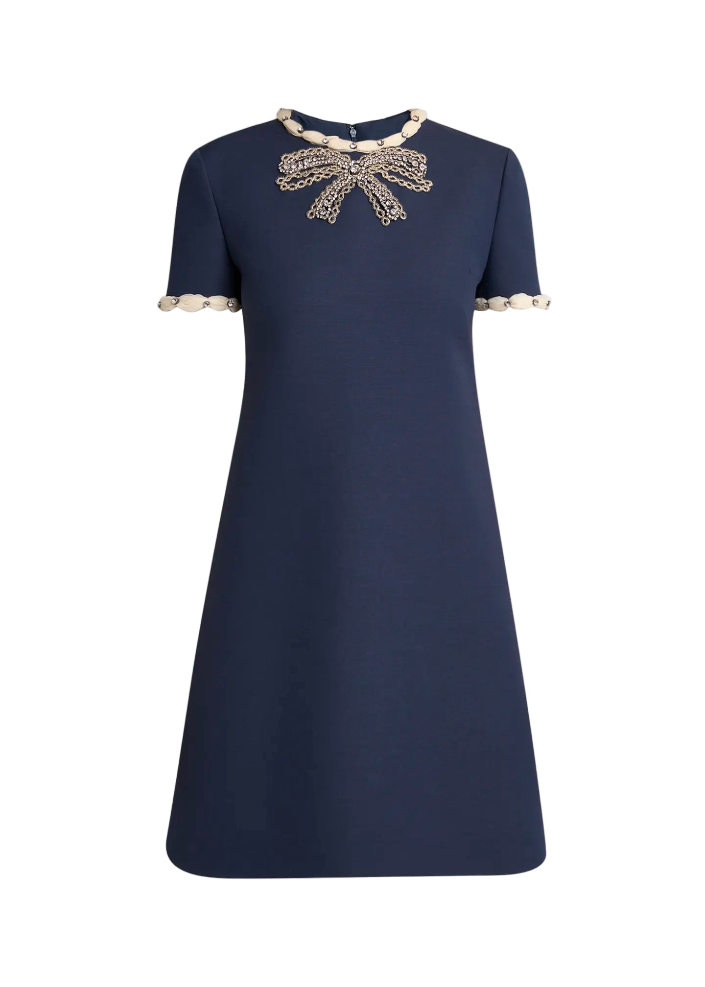 jocelyn rhinestone Embroidered Crepe mini Dress in navy blue Avalabel
