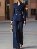 Elegant Navy Pinstripe Double-Breasted Suit Set Avalabel