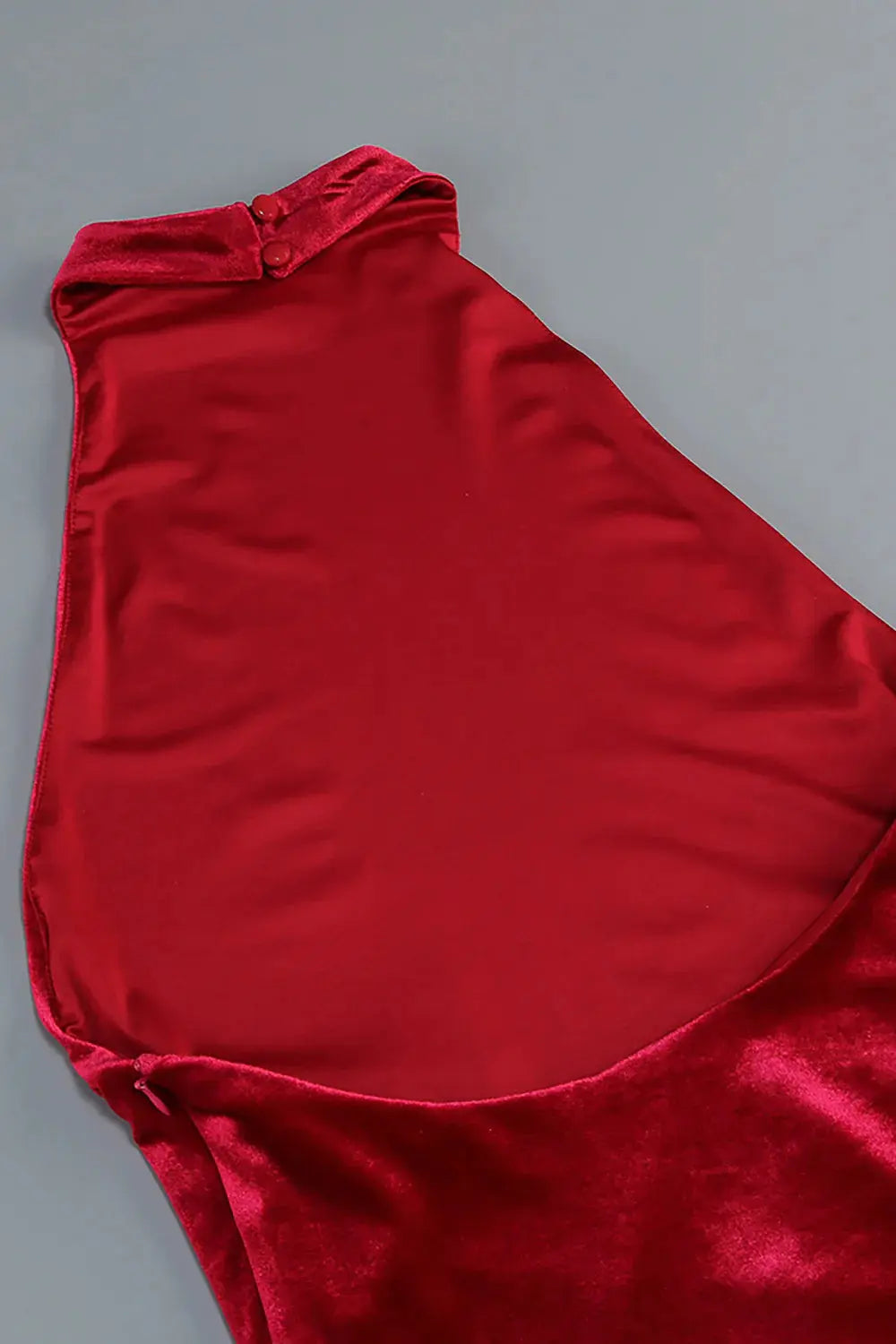 michaelia halterneck Fringe Velvet Dress in Burgundy Avalabel