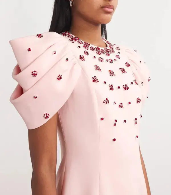Roxanne Crystal-Embellished Crepe Bodycon Gown in Pink Avalabel