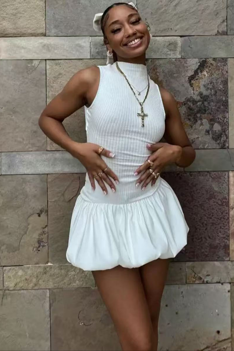 Backless Bubble Mini Dress Avalabel