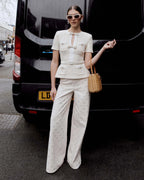 vicky Cream Sequin Knit Top Avalabel