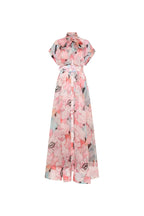 Floral Print Silk Organza Maxi Dress in Pink-Multi Avalabel