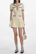 Yellow Textured Knit Mini Dress Avalabel