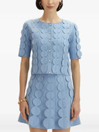 blue geometric circle pattern cardigan skirt two-piece set Avalabel
