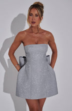 evelyn Mini Dress - Silver Sparkle Avalabel