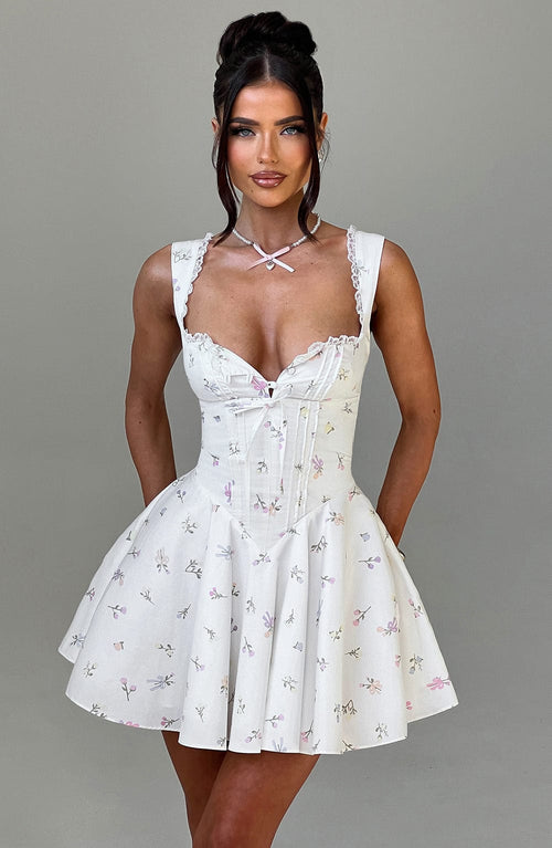 Antonella Mini Dress - Multi Floral Print Avalabel