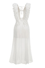 Charlotte Pleat Ruffle Maxi Dress in White Avalabel