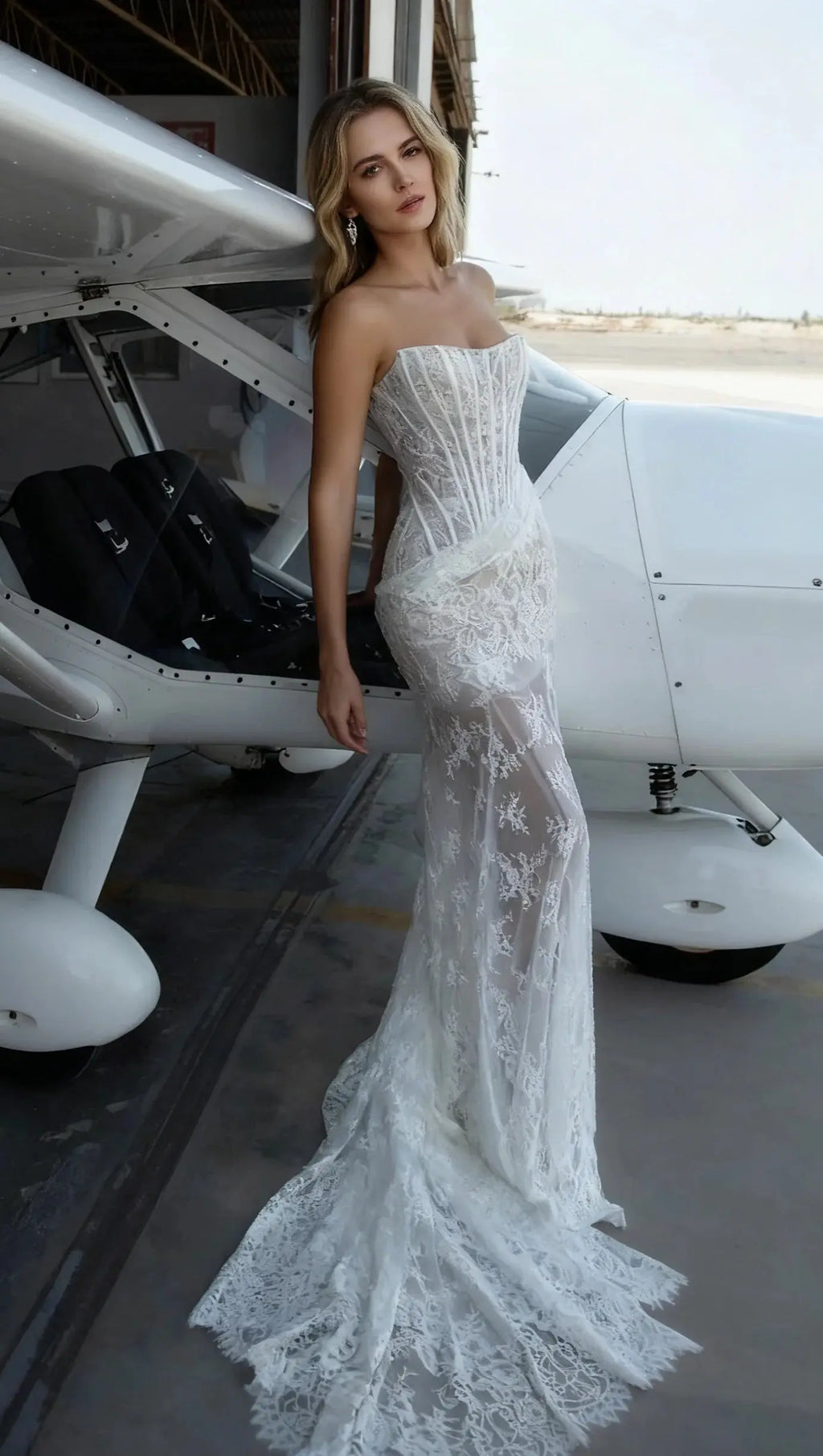 rita ivory sheer lace corset maxi dress with draped neckline Avalabel