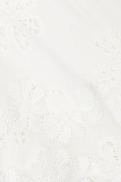 Flower Embroidery Hollow Mini Dress in White