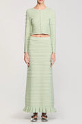 Rhinestone Knit Maxi Skirt in Almond Green Avalabel