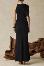 christine Off-shoulder pleated two-piece mermaid skirt in black Avalabel