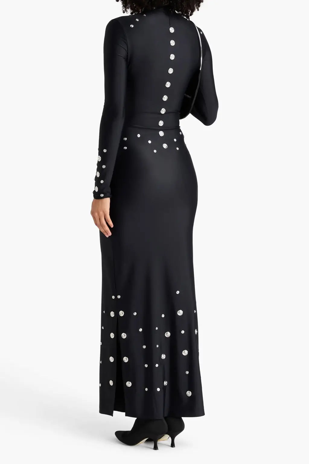 clara Embellished stretch-jersey maxi dress in black Avalabel