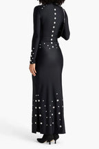 clara Embellished stretch-jersey maxi dress in black Avalabel
