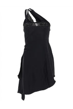 One-Shoulder Lace Hollow Mini Dress in Black Avalabel