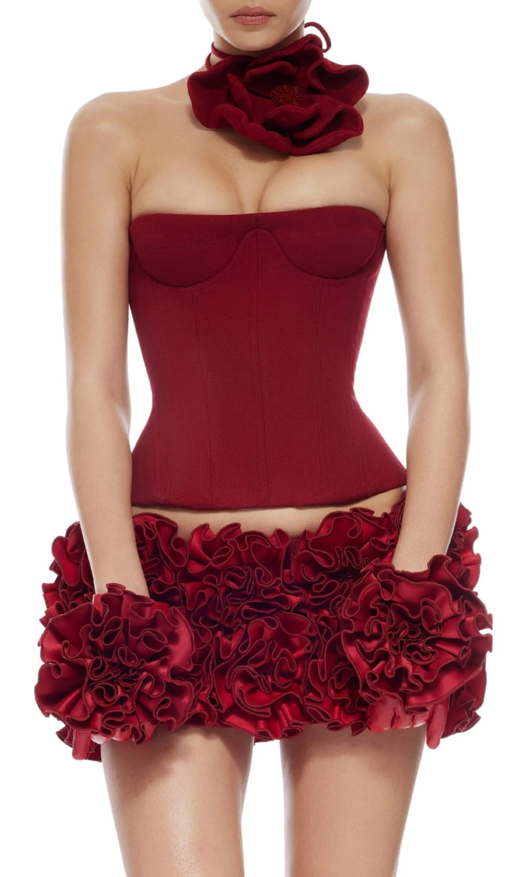 Clegg Red Corset Flower Two-Piece Set - Red Avalabel