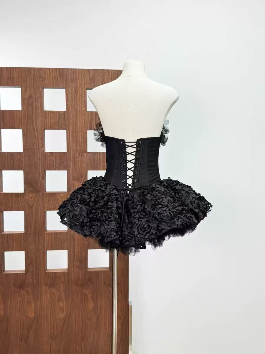 Strapless Petal Floral Corset A Line Dress Avalabel