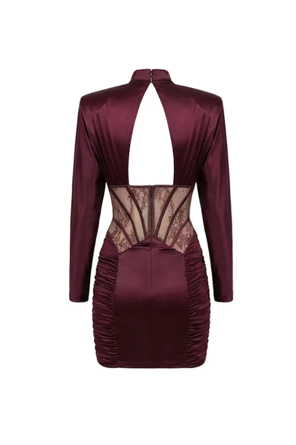 Phoebe Satin Mini Dress with Lace Corset Insert – Burgundy Avalabel