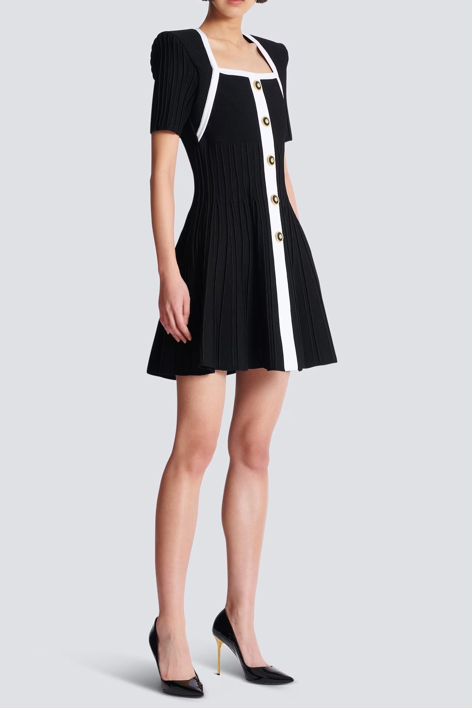 Two-Tone A-Line Knit Dress Avalabel