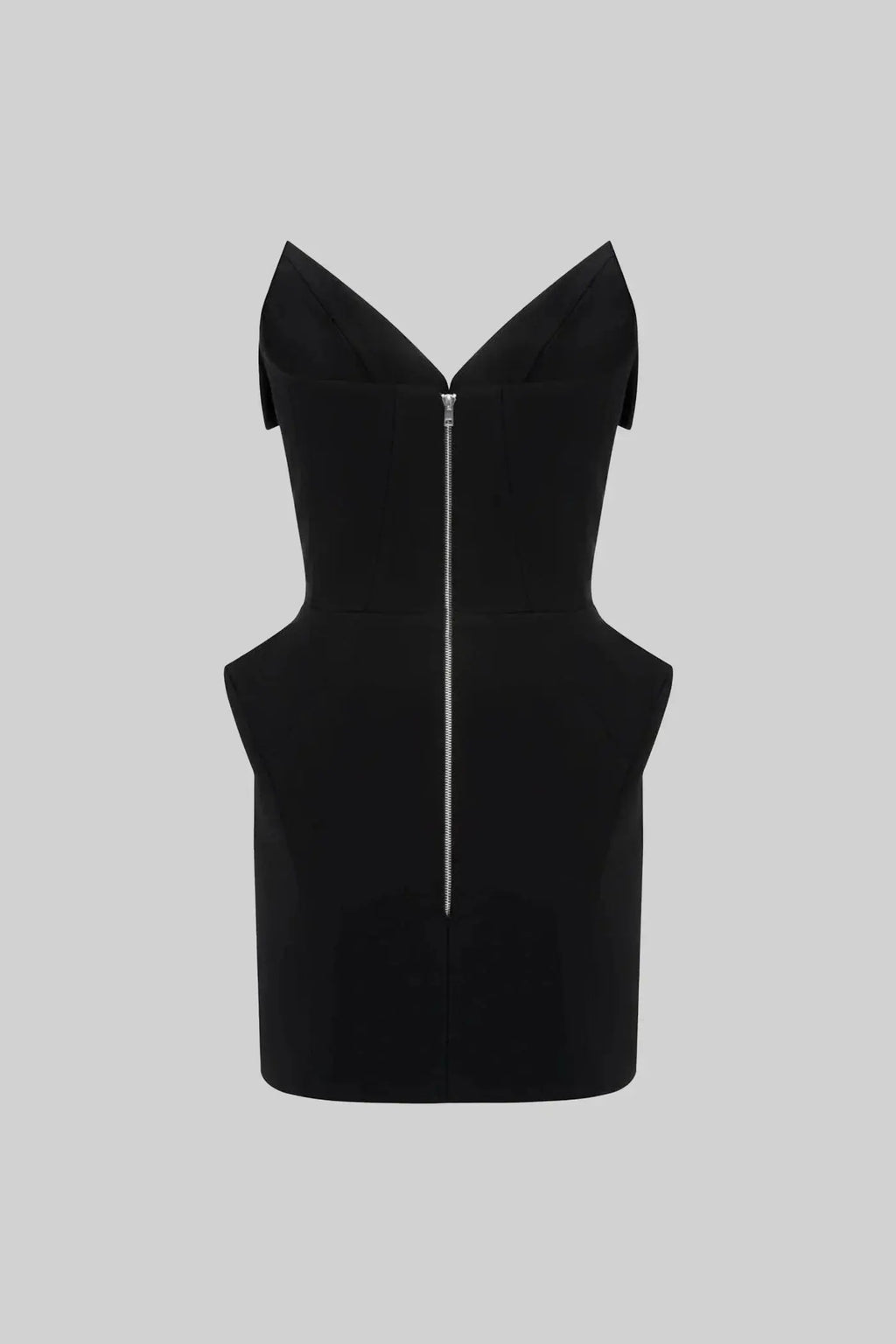 laura Folded Collar Corset Mini Dress in Black Avalabel