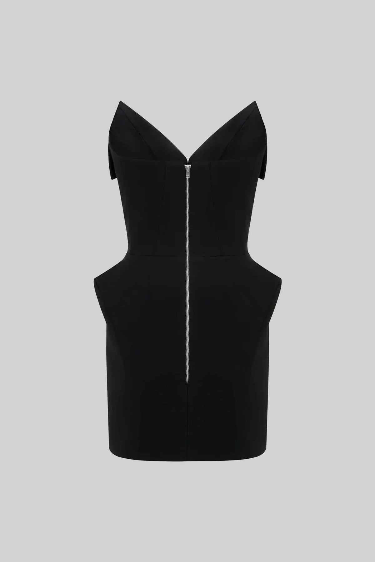 laura Folded Collar Corset Mini Dress in Black Avalabel