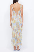 Cecilia Chiffon Ruffles Maxi Dress in Blue Avalabel