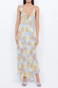 Cecilia Chiffon Ruffles Maxi Dress in Blue Avalabel