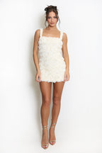 Floral Applique Square Neck Mini Dress Soraya