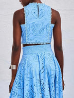 Eyelet Lace Top and Maxi Skirt Set Avalabel