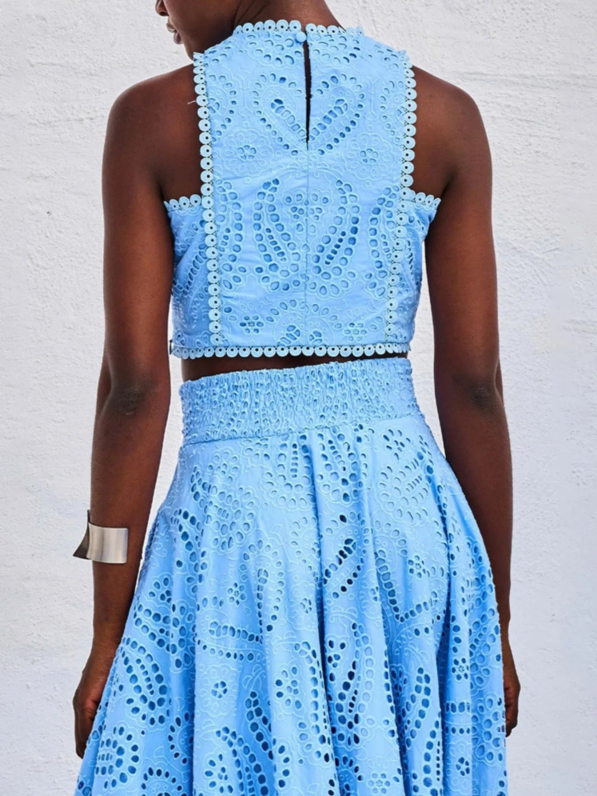 Eyelet Lace Top and Maxi Skirt Set Avalabel