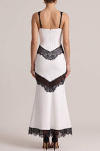 Sleeveless Black Lace Patchwork Mermaid Maxi Dress Avalabel