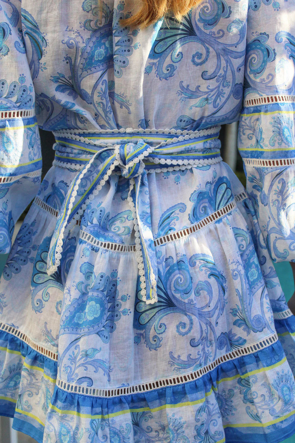 Vicky Floral Print Puff Sleeve Mini Dress in Blue Avalabel