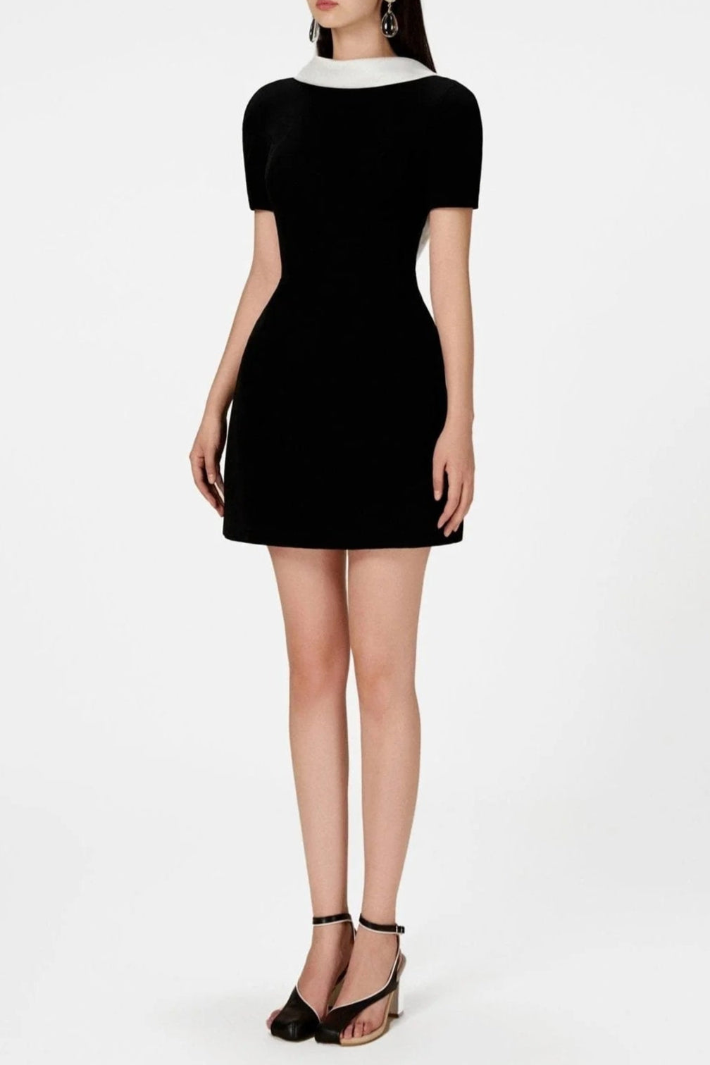 Cowl Neck Backless Mini Dress in Black Avalabel
