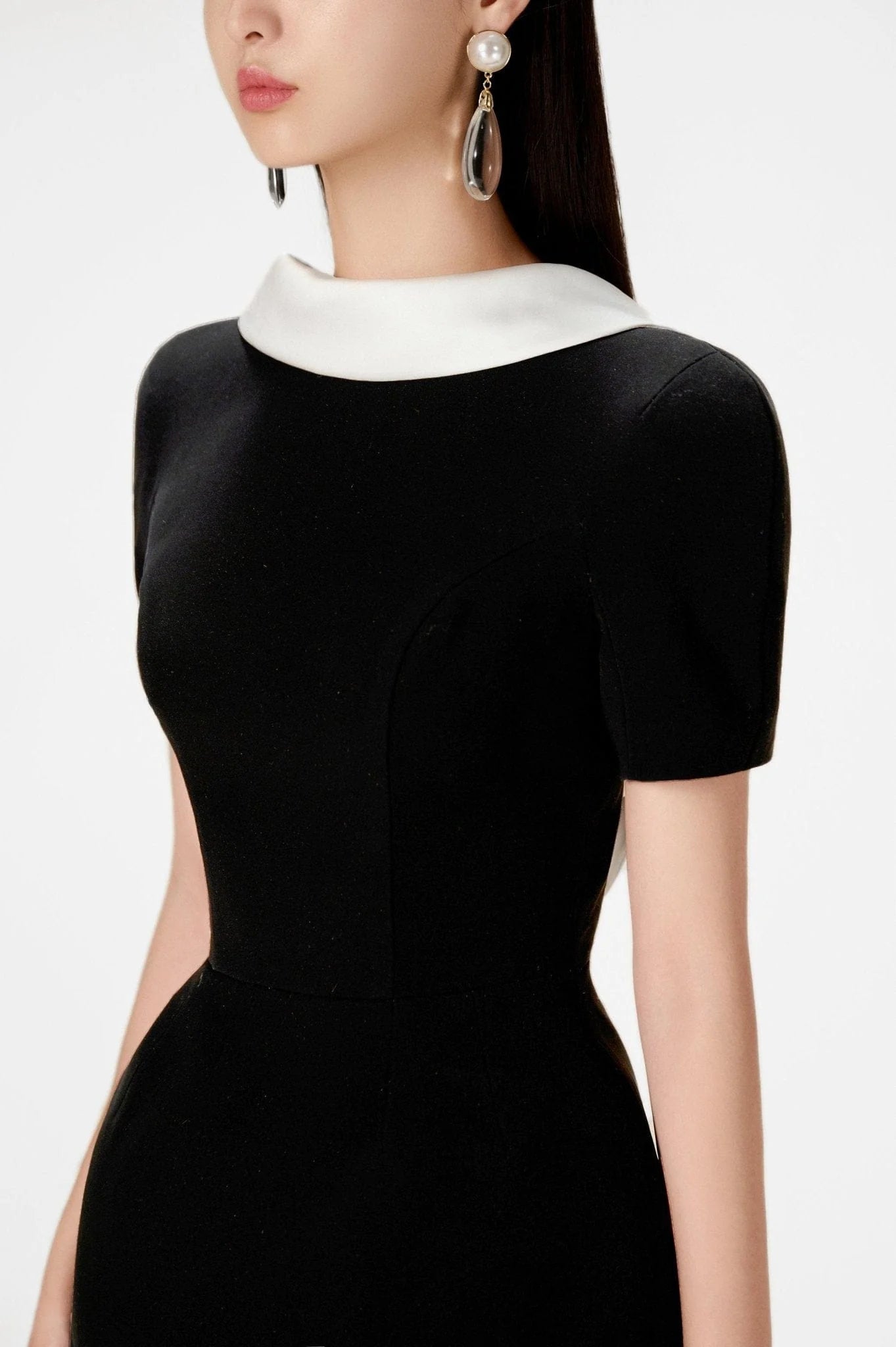 Cowl Neck Backless Mini Dress in Black Avalabel
