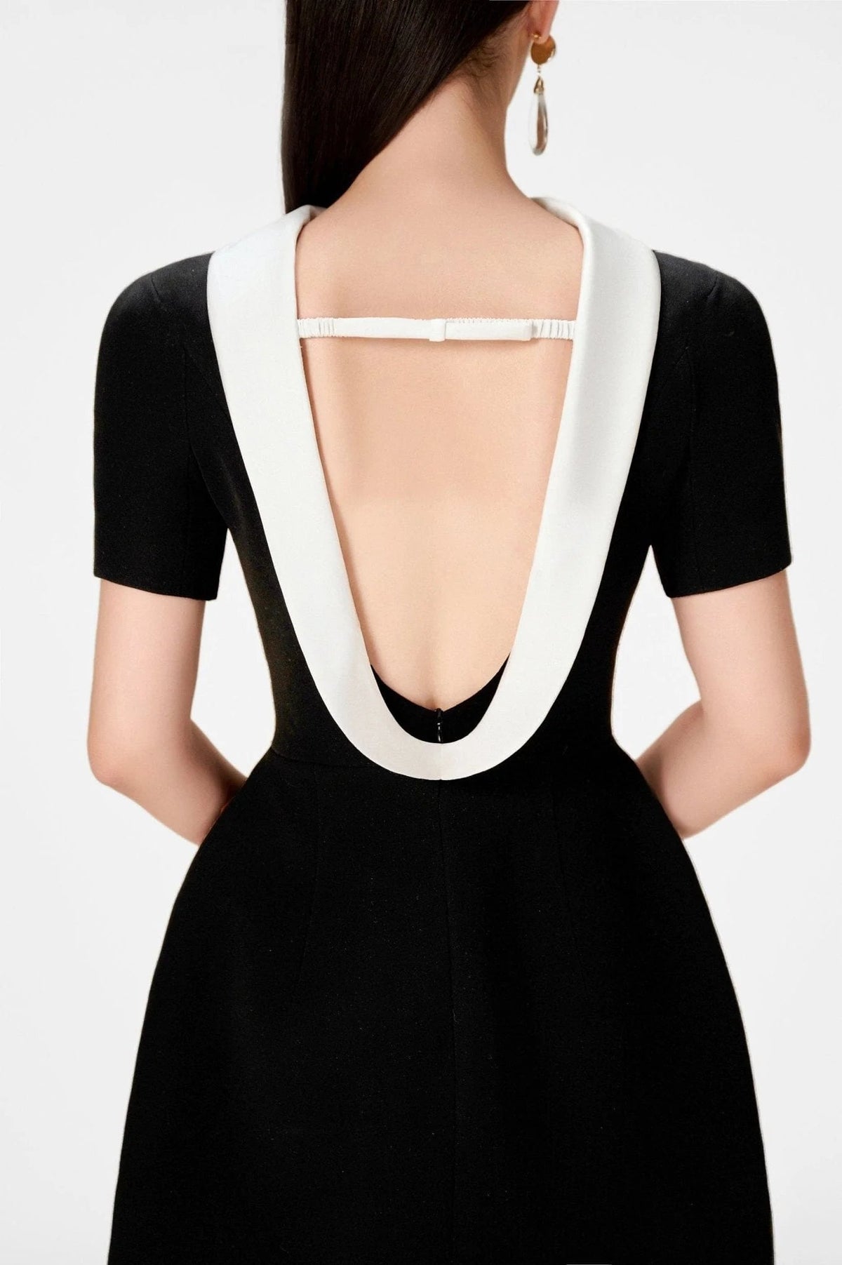 Cowl Neck Backless Mini Dress in Black Avalabel