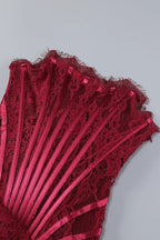 Burgundy Lace Overlay Bustier Mini Dress Avalabel