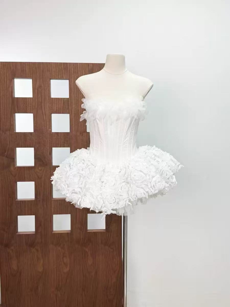 Strapless Petal Floral Corset A Line Dress Avalabel